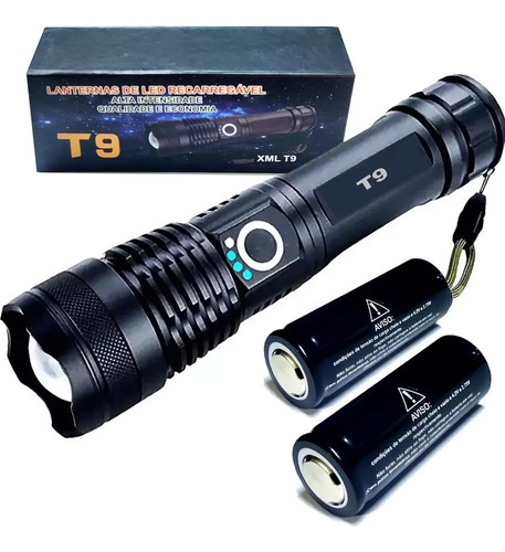Lanterna Led Xml T9 Tatica Militar Original + Bateria Extra
