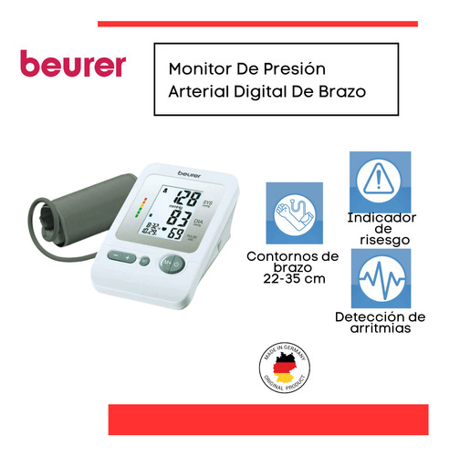 Monitor De Presión Arterial Digital De Brazo Beurer Bm 26