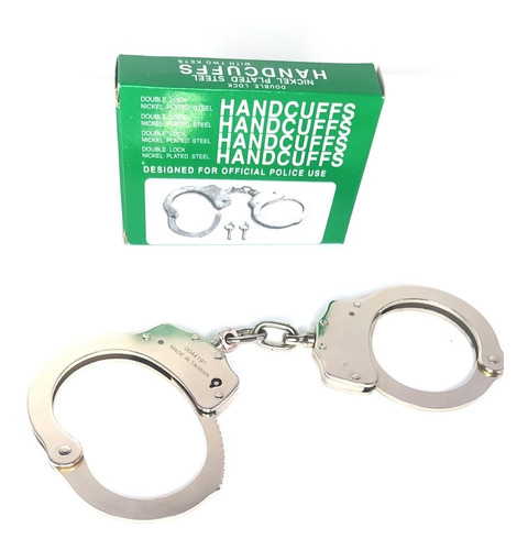 Algema Niquelada Com Trava Handcuffs De Uso Profissional