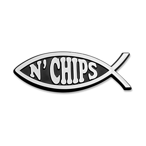 Emblema Cromado Fish N&#39; Chips Automóvil - 4.75  X ...