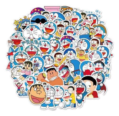 Set De Stickers Pegatinas De Doraemon 50uni Gato Cósmico