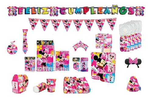 Kit Decoración Piñata Fiesta Minnie Cumpleaños Economica
