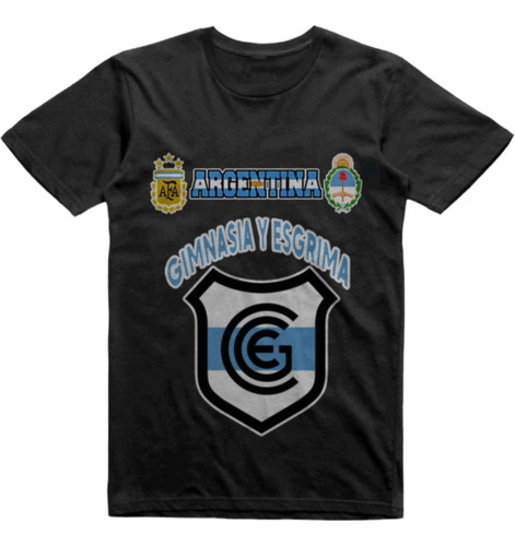 Remera Algodon Negra Gimnasia Esgrima Jujuy