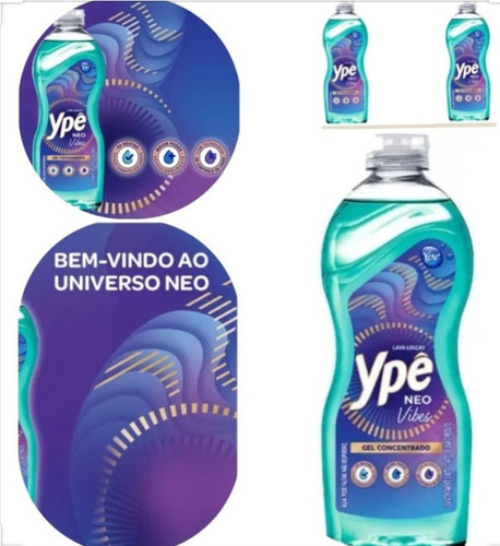 Kit Detergente Ypê Gel Concentrado Neo Vibes 416g Com 5 Unid