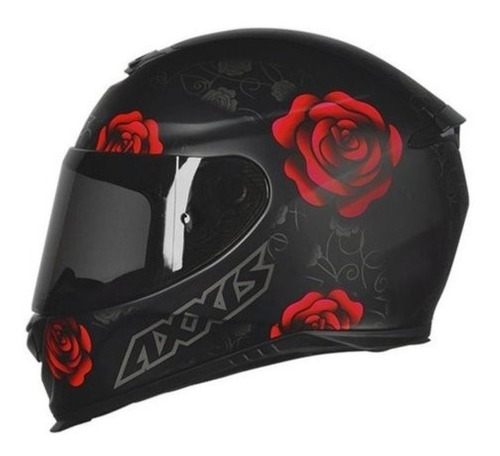 Capacete Mt Axxis Eagle Flowers Matt Black/red Tamanho 60