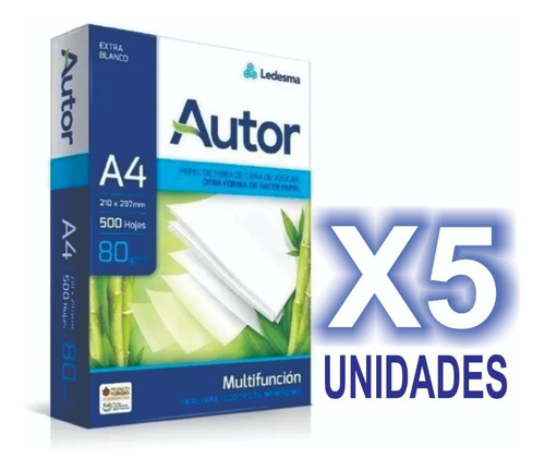 Resma A4 80 Grs Autor(caja X 5 Uni)consulta X Envios Gratis!