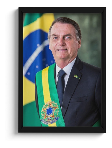 Quadro Presidente Jair Bolsonaro 42x30 C/ Moldura E Acetato