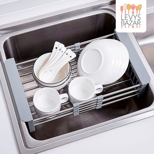 Imagen 6 de 9 de Escurridor Extensible Acero Inox Secaplatos Bacha Verduras