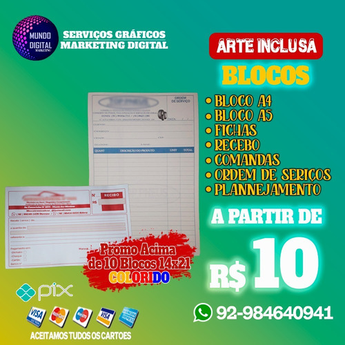 Imagem 1 de 1 de Blocos, Recibos, Fichas, Receituários E Mais