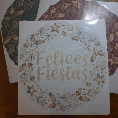 Vinilo Microperforado Felices Fiestas 40*40cm Navidad Vidrio