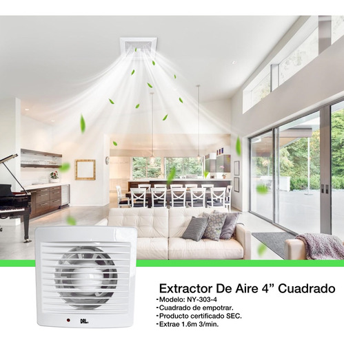 Pack 2 Extractor Aire 4 Pulgada Drl Cuadrado Baño Cocina Sec