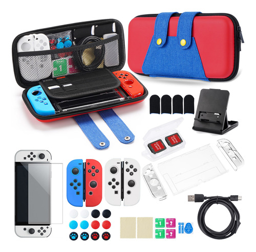 Kit De 34 Accesorios Funda Para Nintendo Switch Oled Estuche