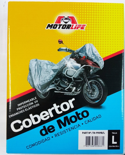 Cobertor Moto Motorlife Cubre Impermeable Con Broche L