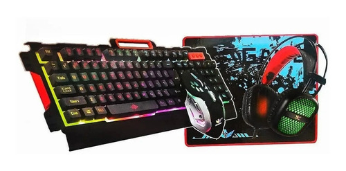 Kit Gamer Yelandar 4 En 1 Jx-k58 Teclado Audífono Mouse Pad