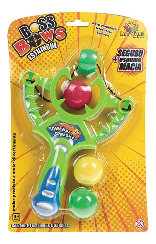 Brinquedo Estilingue Lança Bolas Soft Com 03 Bolas Plástico