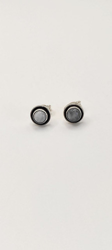 Aros Plata 925 Piedra Luna Natural 10 Mm