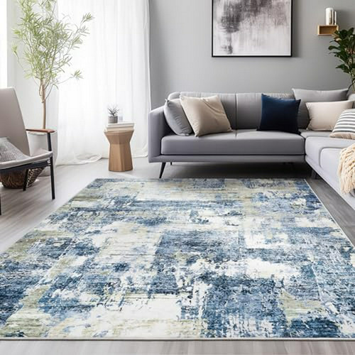 Rug Moderno Lavable 6x9 Abstracto (navy/gold)