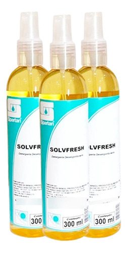 Kit C/3 Solvfresh Detergente Desengordurante 300ml Spartan