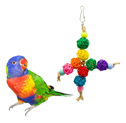Bird Parrot Chew Toy Bolas De Ratán De Colores Enlace 