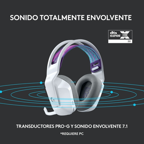 Auriculares G733 Con Micrófono Inalámbricos Lightspeed Rgb P Color Blanco
