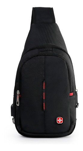 Shoulder Bag Crossgear Transversal Zíper De Segurança Usb Cor Preto Desenho do tecido Liso