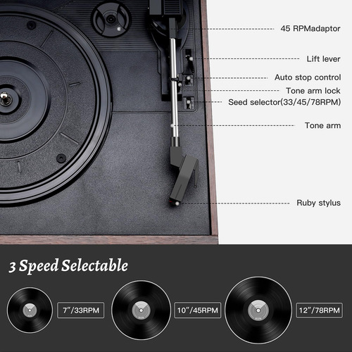 Tocadiscos 10 En 1 Bluetooth Con Altavoces Externos
