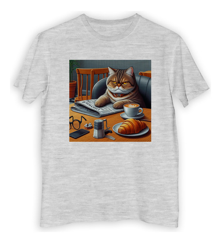 Remera Niño Gato Enojado Taza Cafe Diario Desayuno