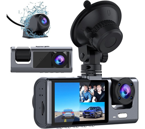 3 Canales Dash Cam Delantera Y Trasera Interior, 1080p Da...