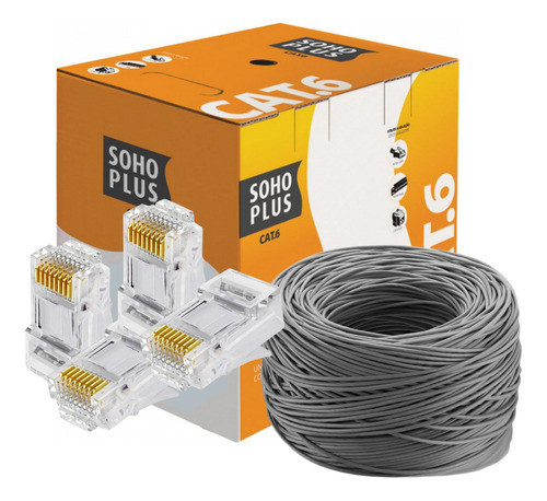 Cabo Rede Cat6 150m Cinza Furukawa Soho Plus + 10 Conectores