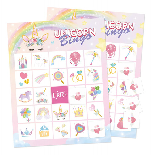 Wernnsai Juegos De Fiesta De Unicornio Tarjetas De Bingo De 