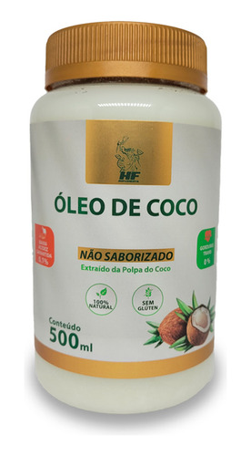 Oleo De Coco 500ml Orgânico Sem Sabor Hf Suplements 