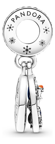 Charm Colgante Doble Olaf De Nieve De Frozen De Disney Color Plata