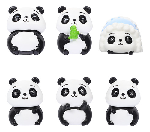 6 Preciosas Figuras De Panda, Adornos De Jardín, Decoración