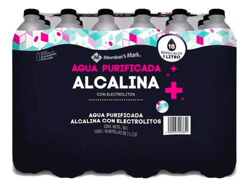 Agua Purificada Alcalina Members Mark 18 Pzas 1l
