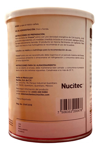 Vivasse Dieta Polimérica En Polvo 20 Piezas