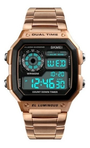 Relógio Masculino Skmei 1335 Original Pulseira Em Aço Retro