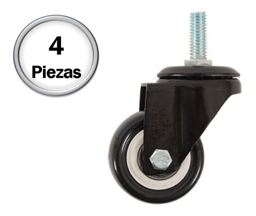 4 Rodajas De Pvc Negro Gir 3 Con Espiga Rosc 1/2