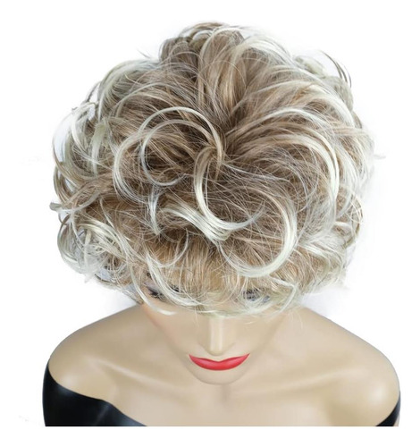 Peluca Rubia Ontemily, Corte Corto Con Ondas Elegantes