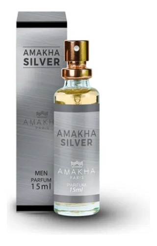 Perfume Masculino Silver Amakha Paris De Bolso, Flaconete,  Parfum 15 ml.  Silver Scent (inspiração) - Fragrância Exclusiva E Irresistível