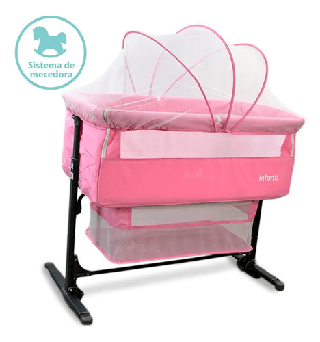 Cuna Colecho Infanti Golf Color Rosa Antirreflujo Y Mecedora