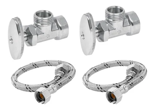comprar Llave Angular 1\u002F2 2 Pzas + Manguera Para Lavabo 2 Pzas Foset