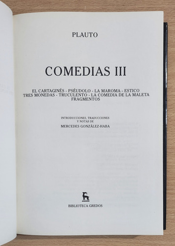 Plauto - Comedias 3 Tomos - Gredos (Usado)