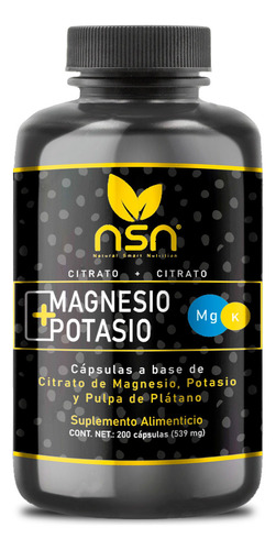Citrato Magnesio + Potasio | Pulpa De Plátano 539mg 200caps Sabor Sin Sabor