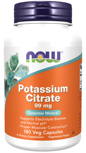 Now Foods Citrato De Potasio Potassium 99 Mg 180 Vegcaps