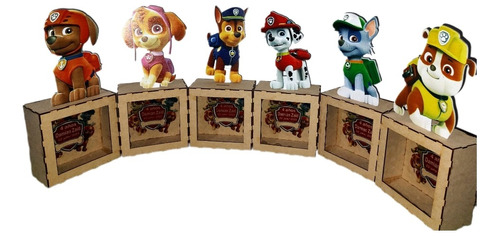 Alcancía, Centró De Mesa Paw Patrol 8 Pzs Madera Mdf