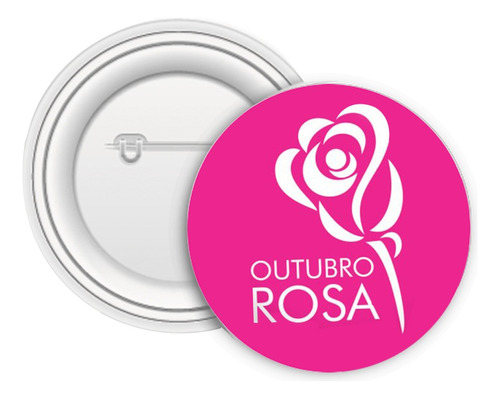 01 Boton Broche Outubro Rosa Novembro Azul 3,5 Cm