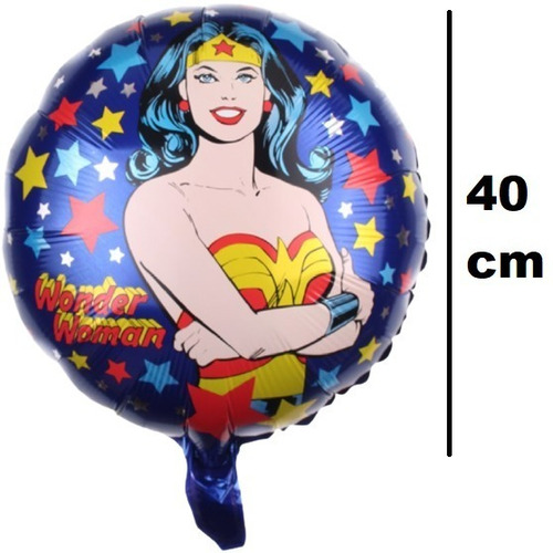 Globo Feliz Cumpleaños Metálico Mujer Maravilla Wonder Woman Color Rojo