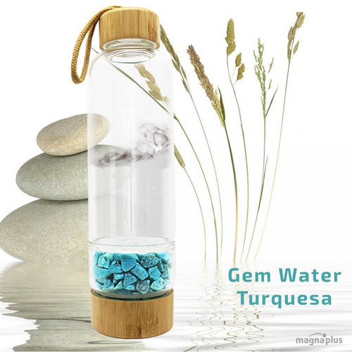 Botella De Cristal Con Cuarzo Turquesa Gemwater Magnaplus