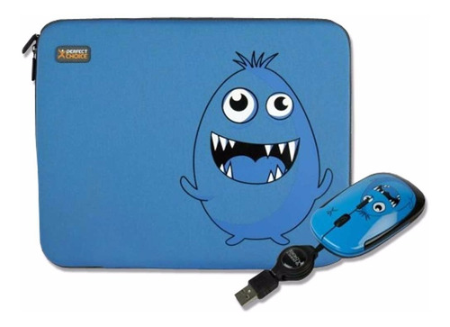 Kit Funda Y Mouse Usb Azul Perfect Choice P/ Netbook 10 PuLG