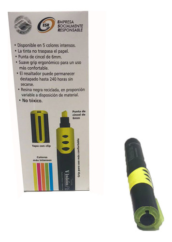 Marcatextos, Vision Plus, Amarillo Fluor, 1 Caja/12 Pzs. Amarillo